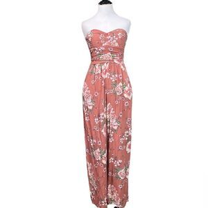 Band of Gypsies Floral Strapless a wide Leg Jumpsuit